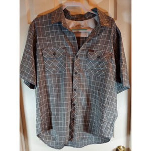 Orvis Grey Check Vented Short Sleeve Button Down Shirt X-Large